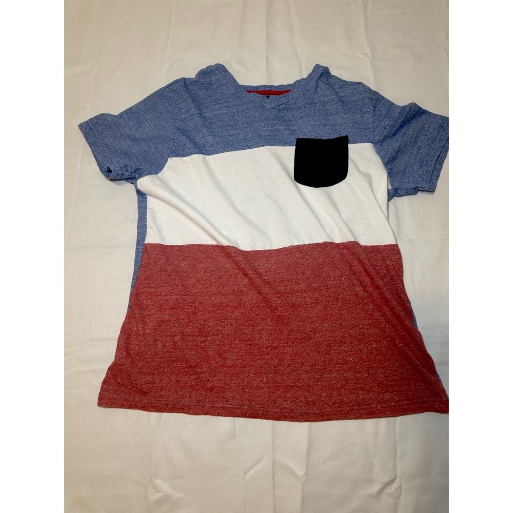 Modern Culture Colorblock Pocket Tee Men Large Patriotic Red White Blue 4th July
